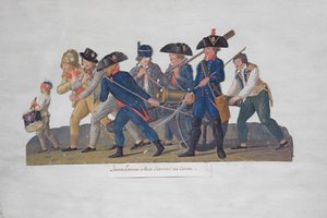 Jóvenes saliendo a Practicar con el Cañón, c.1789 de Lesueur Brothers